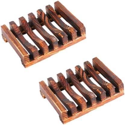 Garneck 2-Piece Effortlessly Dry Wooden Soap Holder with Drain ECO-Friendly Bathroom Kitchen Accessory