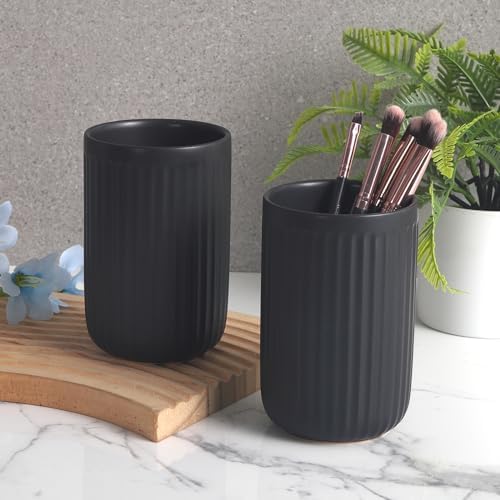 Modern Durable Matte Black Toothbrush Holder Set