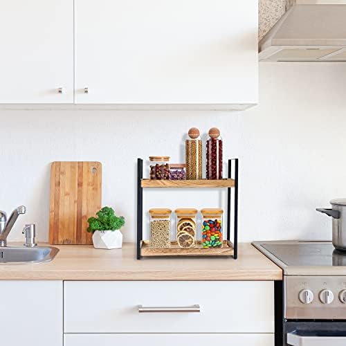2-Tier Solid Wood Bathroom Organizer for Space-Saving Storage