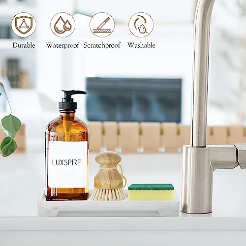 Luxspire Builder-Proof Bathroom Vanity Tray Marble Design 11 x 4
