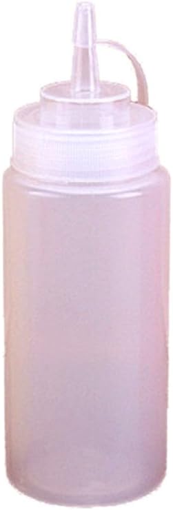 3-pack plastic condiment squeeze bottles with tip caps