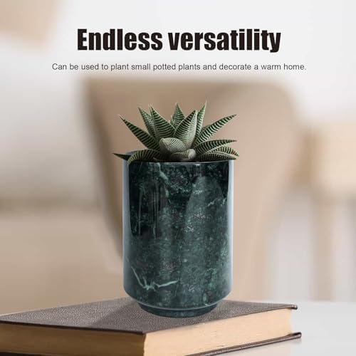Genaetyg - Natural Pen Holder Desktop Organizer with Green Marble Jade Elegance