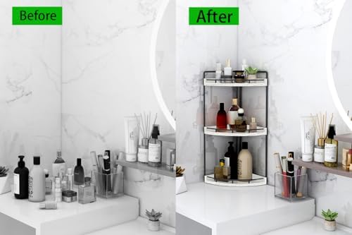 Dorhors 3-Tier Corner Bathroom Organizer Versatile Storage Solution for Your Bathroom Kitchen or Dresser