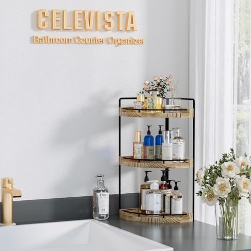 Corner Bathroom Organizer 3 Tier Rustic Brown
