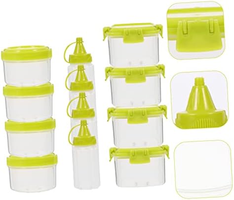FELTECHELECTR 12-Piece Square Sauce Boxes Set Mustard Ketchup Squeeze Bottles for Condiments BBQ Accessories