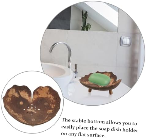 Healifty Coconut Shell Soap Dish Holder for Bathroom and Kitchen