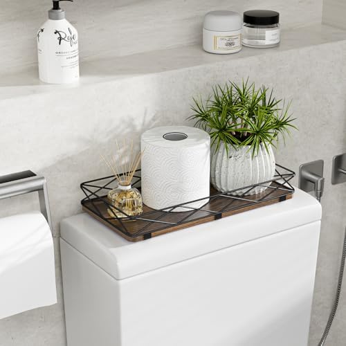 Lixple 13 Metal and Wood Toilet Tank Organizer