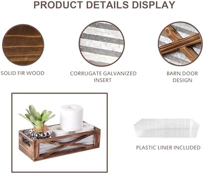 Wooden Toilet Paper Basket with Barn Door Design