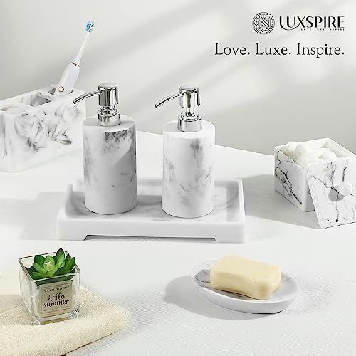 Luxspire Builder-Proof Bathroom Vanity Tray Marble Design 11 x 4