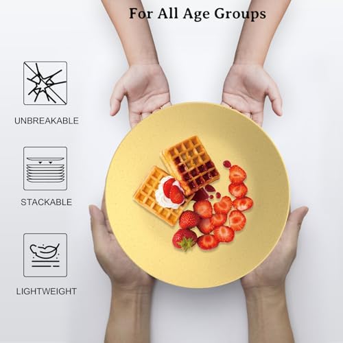 Wrova 10 Inch Wheat Straw Plates Set of 8 Unbreakable