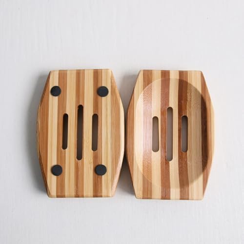 1pc Natural Bamboo Soap Holder Retro Design Compact Eco-Friendly for Bathroom Kitchen Use