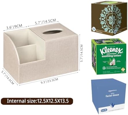 BLIENCE PU Leather Tissue Box Cover with Remote Holder