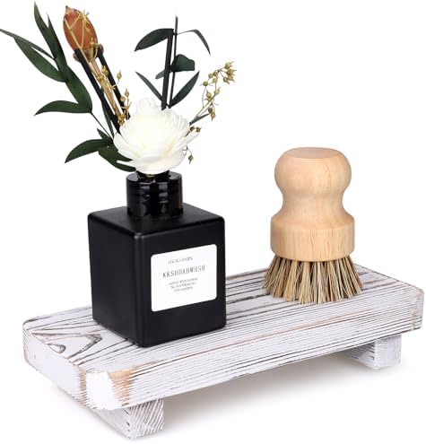 GT WCS001Bathroom Counter Organizer Wooden Pedestal Stand White for Sink Decor Organization