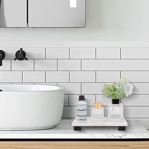 Winmien Luxury Marble Bath Vanity Tray Black Rectangles 8x4x1 inches