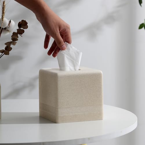 Haocoott Tissue Box Cover Square Beige