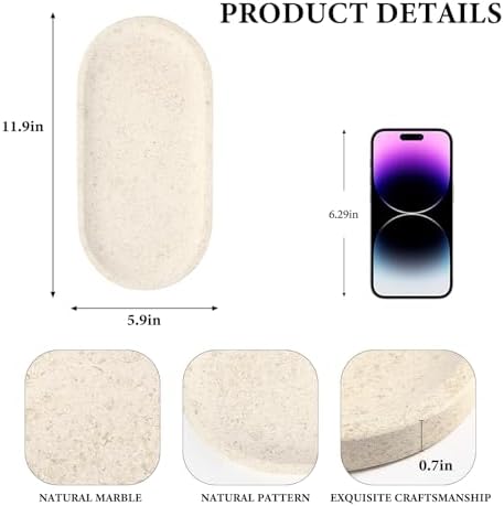 Koville Beige Yellow Vanity Tray for Bathroom Desktop Decor