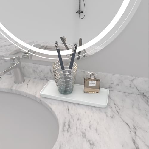 Premium Ceramic Bathroom Tray - Sleek Non-Slip Organizer for Shower Countertop Vanity