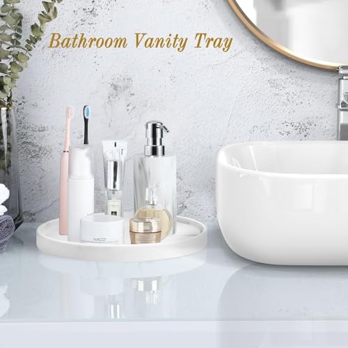 Luxspire Round Vanity Tray - Marble texture waterproof multi-functional elegant home decor