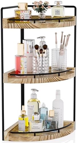 Corner Bathroom Organizer 3 Tier Rustic Brown