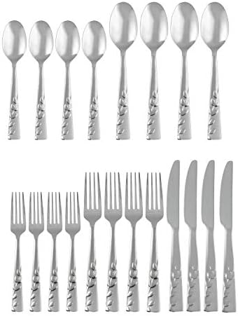 Cambridge Silversmiths Blossom Flatware Set Service for 4 Stainless Steel 20 Count Brushed Finish