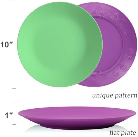 Wrova 10 Inch Wheat Straw Plates Set of 8 Unbreakable