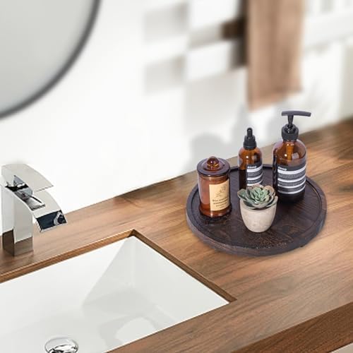 Rustic 10 Wooden Bathroom Counter Organizer Water-Resistant Organizer Tray