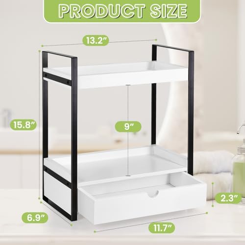 2-Tier Bathroom Organizer with Drawer for Storage