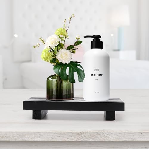 Bathroom Counter Organizer Stylish Wood Pedestal Tray