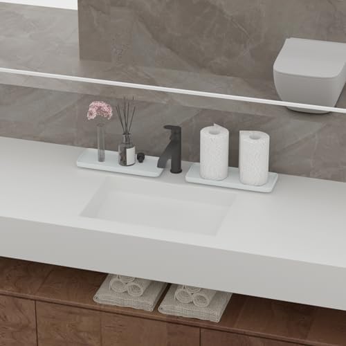 Premium Ceramic Bathroom Tray - Sleek Non-Slip Organizer for Shower Countertop Vanity