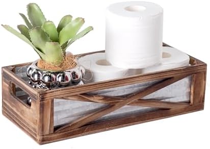 Wooden Toilet Paper Basket with Barn Door Design