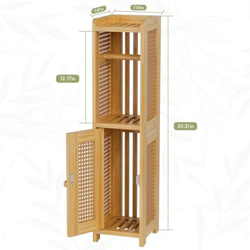 Amazing Bamboo Toilet Paper Storage Cabinet for Narrow Spaces and Small Bathrooms