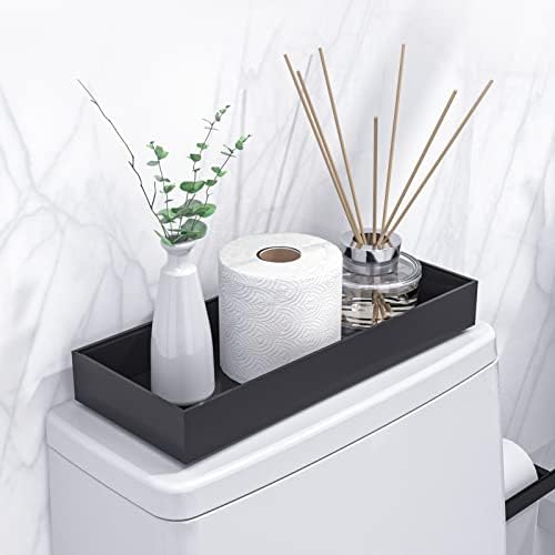VeyFey 2-Piece Toilet Tank Organizer Box for Modern Black Bathrooms