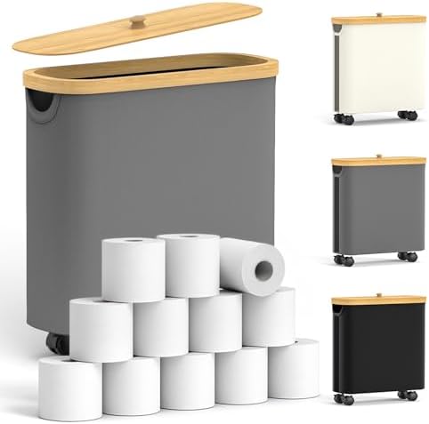 Convenient Toilet Paper Holder Organizer with Wheels for Bathroom Use