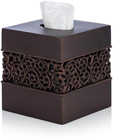 Elegant Bronze Tissue Box Cover Easy to Use Durable for Bathrooms More