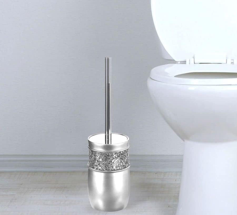 Crackled Glass Toilet Brush Set - Rust-Resistant Durable