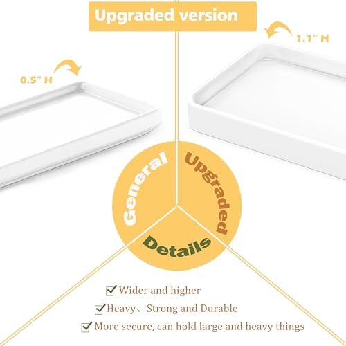 Gurygo 10 Ceramic Bathroom Vanity Tray for Kitchen Bathroom Use - White
