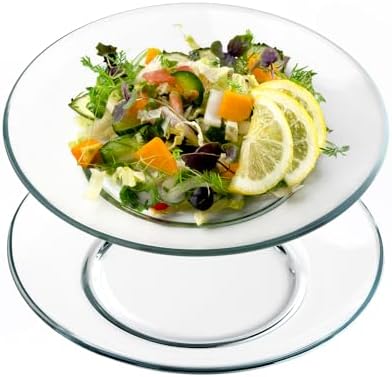 NUTRIUPS 9-Inch Tempered Glass Plates Perfect for Desserts Salads Microwave Dishwasher and Freezer Safe Stylish Design