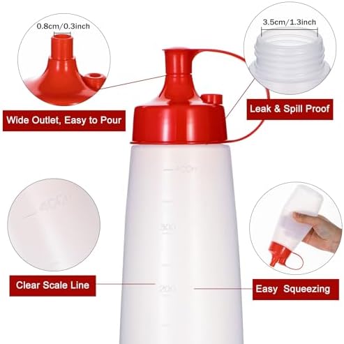 Uceoo2 Pack Condiment Squeeze Bottles - Sturdy BPA-free FDA Certified for Professional and Home Use