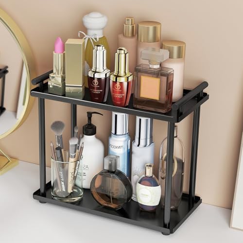 Space-Saving 2-Tier Bathroom Organizer for Skincare Makeup Storage