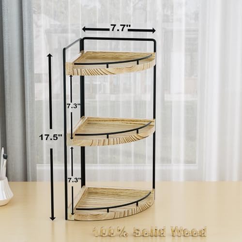 Corner Bathroom Organizer 3 Tier Rustic Brown