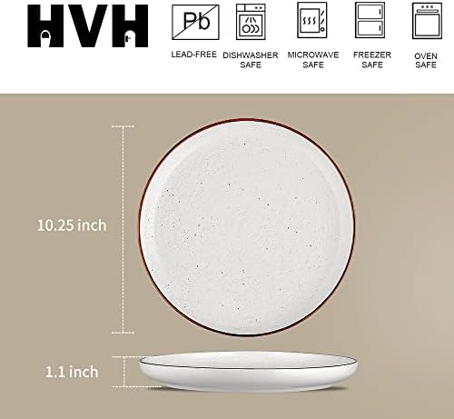 HVH Farmhouse Style Dinner Plates Set of 6 1025-Inch Ceramic Dinnerware for Home Kitchen or Gifting