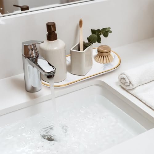 2-Piece Marble Vanity Trays Set