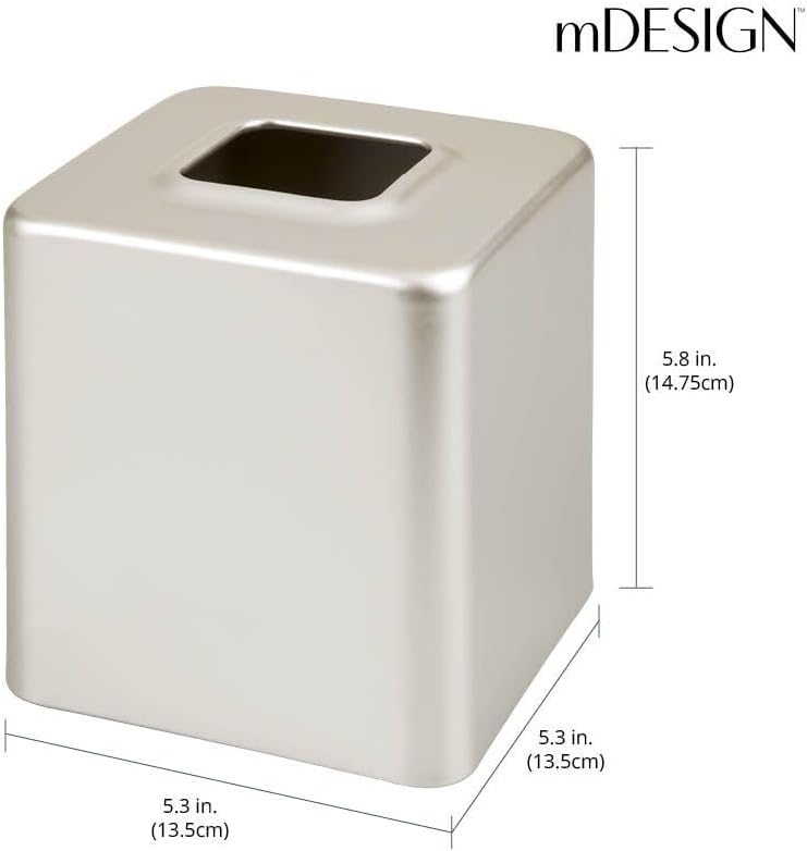 mDesign Steel Square Tissue Box Cover - Satin