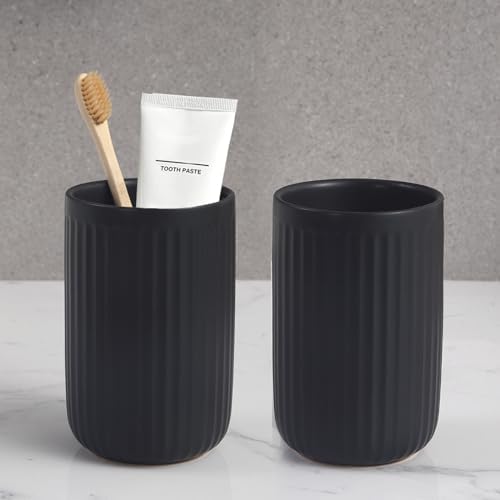 Modern Durable Matte Black Toothbrush Holder Set