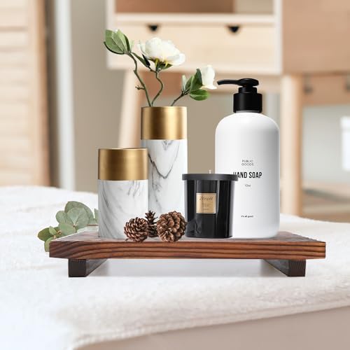 Farmhouse Inspired Wood Bath Counter Tray Multi-Functional Storage Decor for Bathroom Kitchen