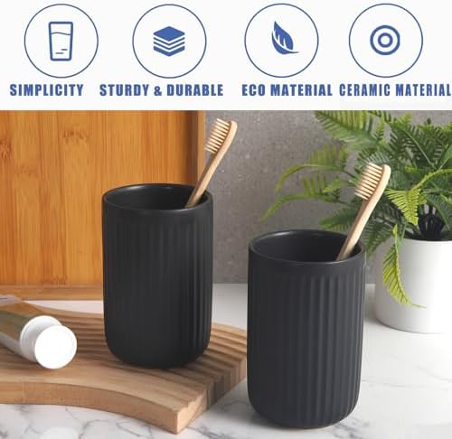 Modern Durable Matte Black Toothbrush Holder Set