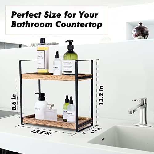 2-Tier Solid Wood Bathroom Organizer for Space-Saving Storage