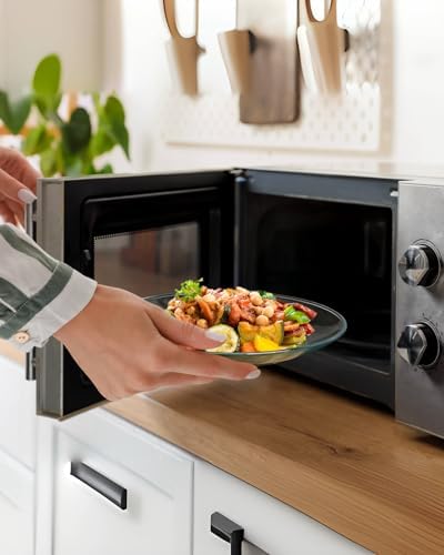 NUTRIUPS 9-Inch Tempered Glass Plates Perfect for Desserts Salads Microwave Dishwasher and Freezer Safe Stylish Design