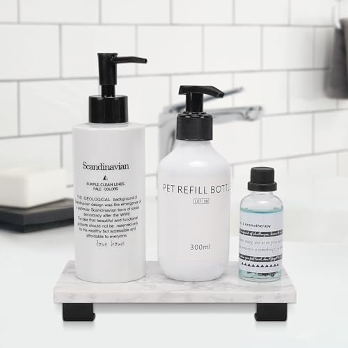 Winmien Luxury Marble Bath Vanity Tray Black Rectangles 8x4x1 inches
