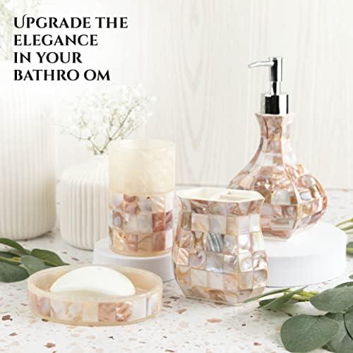 Milano Toothbrush Cup with Mother of Pearl - Electric Toothbrush Holder for Bathroom